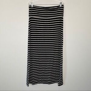 a.n.a. Black and White Striped Maxi Skirt